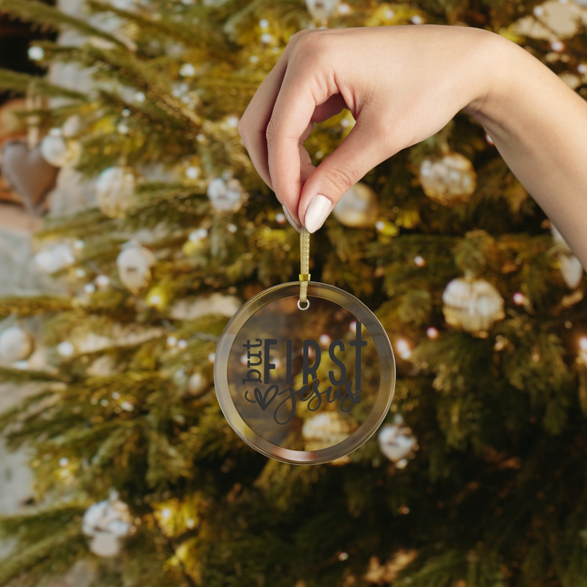 But First Jesus Glass Ornament