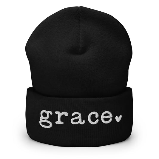 Grace Embroidered Cuffed Beanie