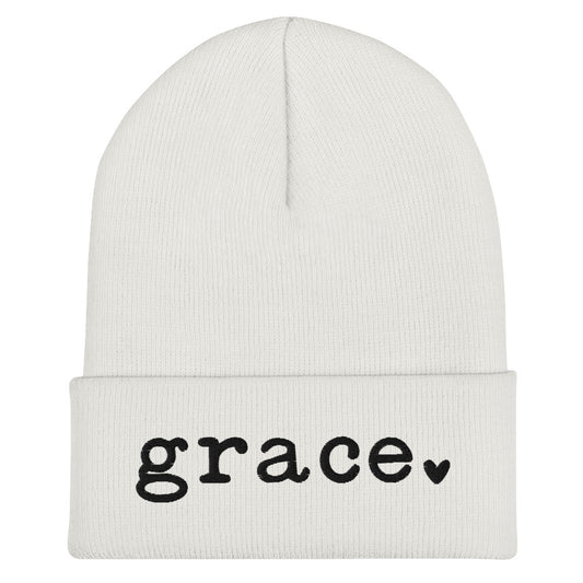 Grace Embroidered Cuffed Beanie