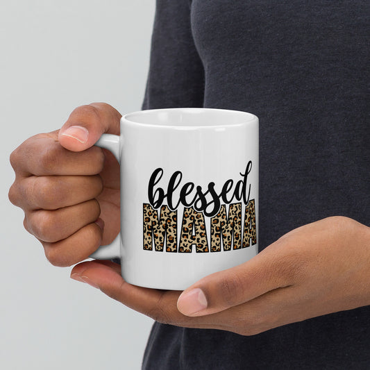 Blessed Mama Leopard Print Coffee Mug