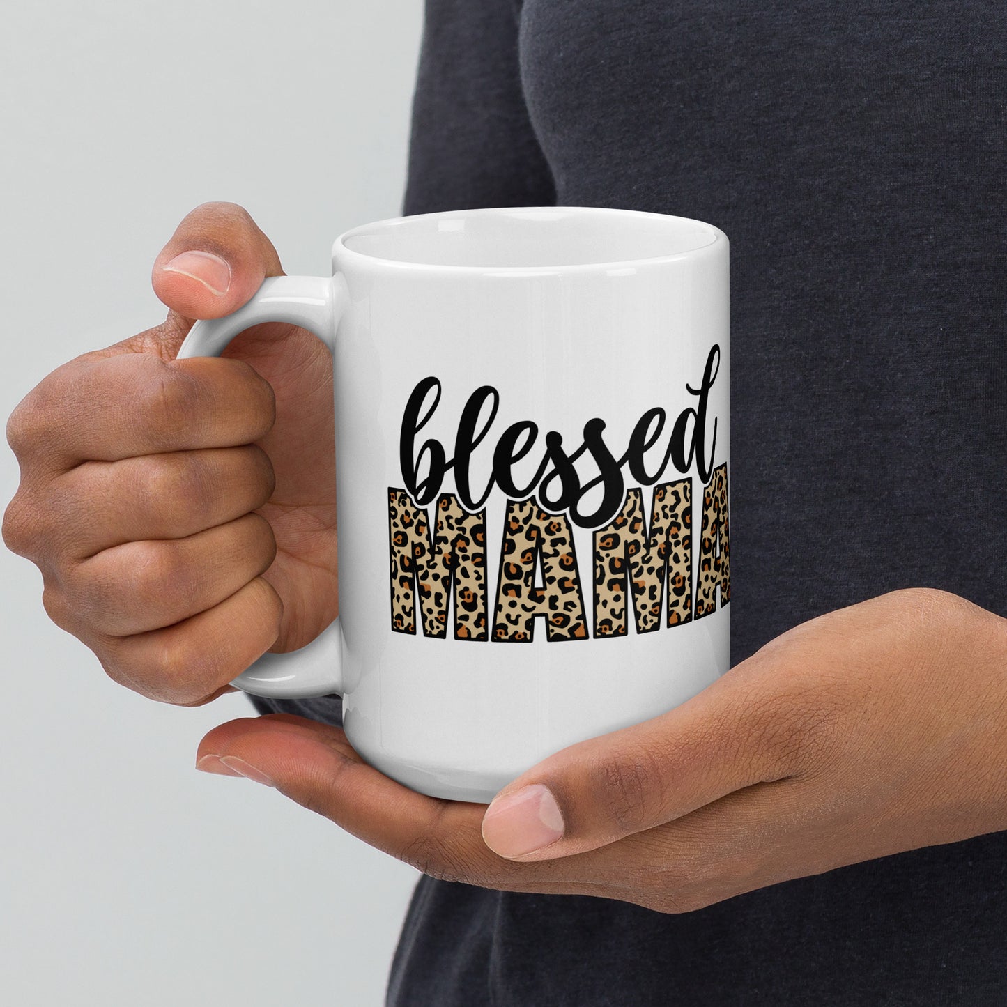 Blessed Mama Leopard Print Coffee Mug