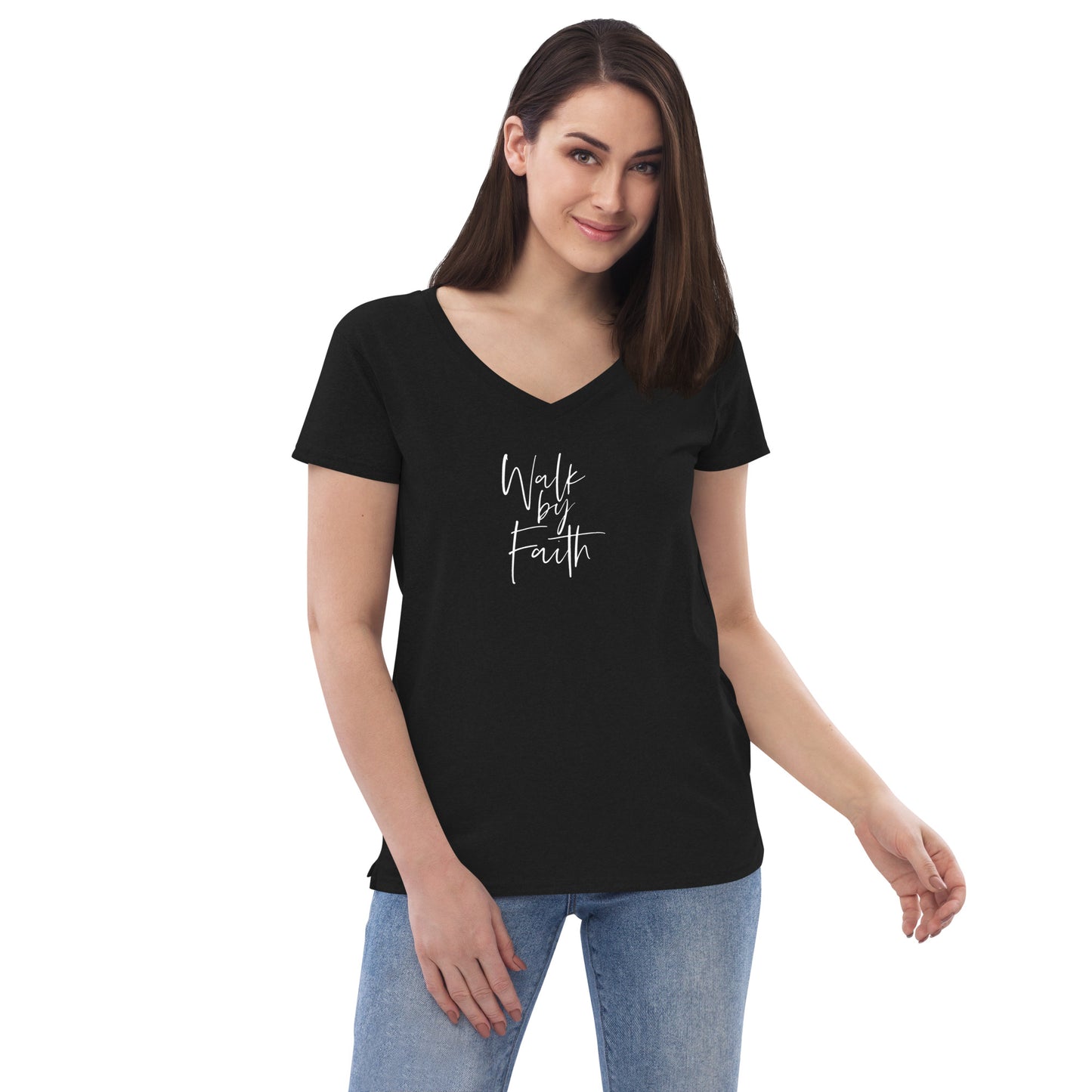 Walk By Faith Women’s recycled v-neck t-shirt