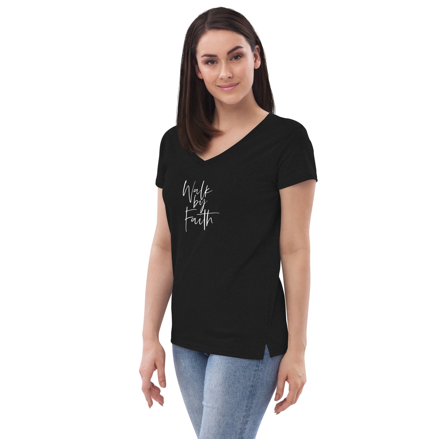 Walk By Faith Women’s recycled v-neck t-shirt