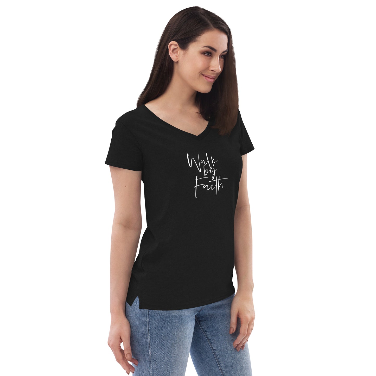 Walk By Faith Women’s recycled v-neck t-shirt