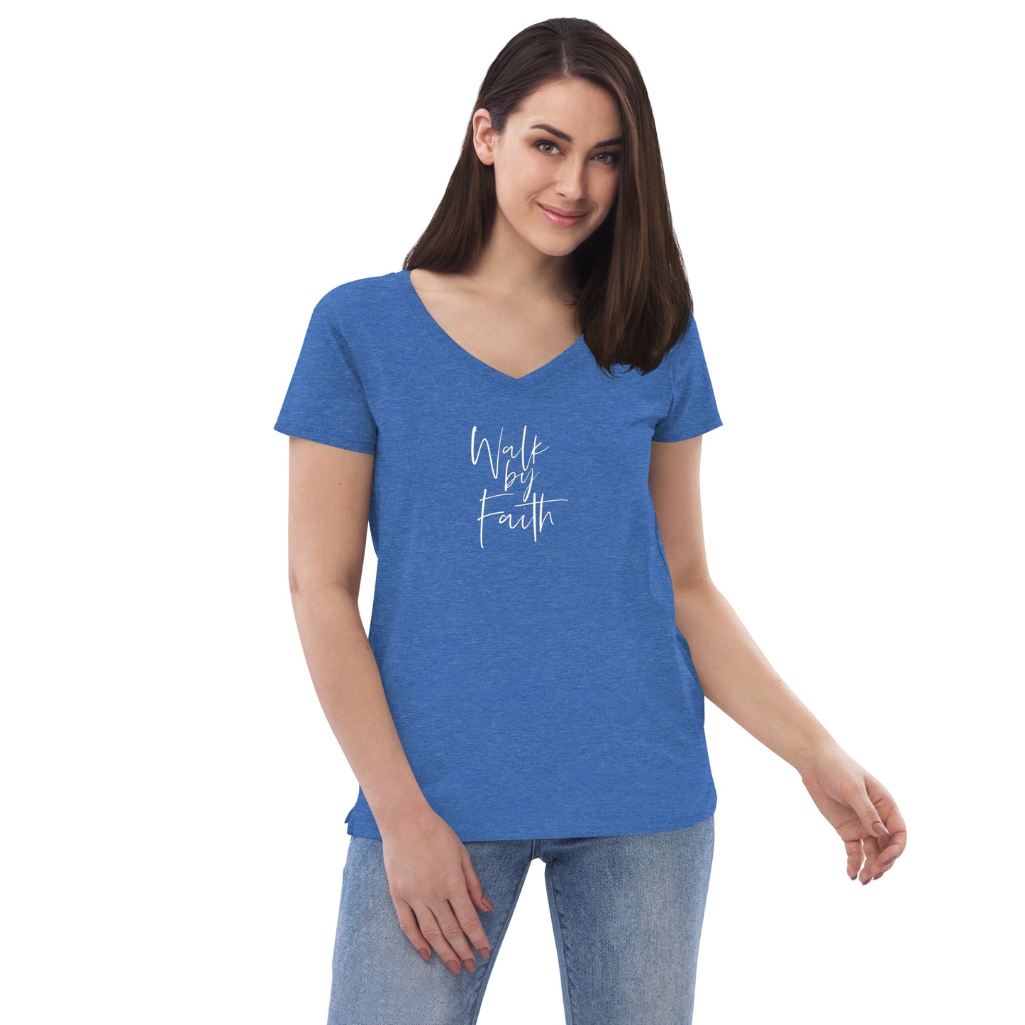 Walk By Faith Women’s recycled v-neck t-shirt