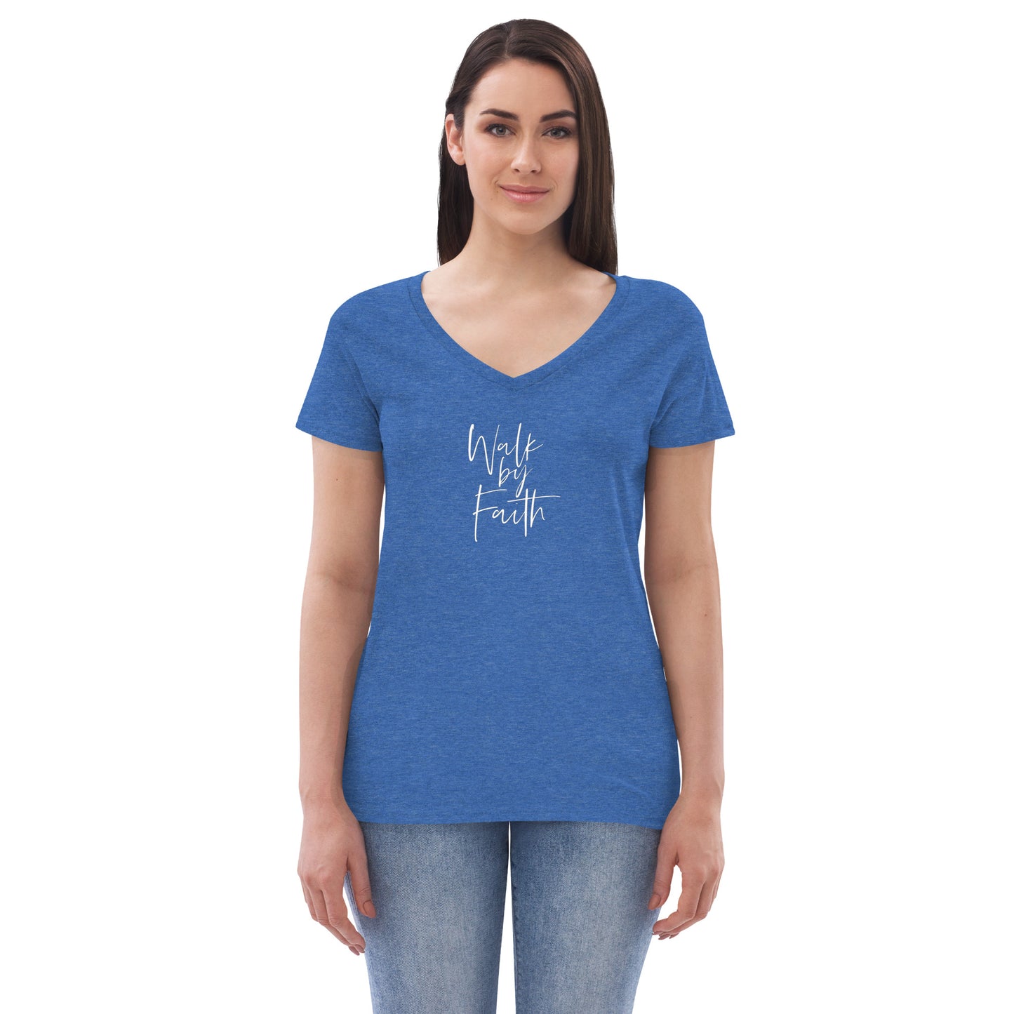 Walk By Faith Women’s recycled v-neck t-shirt