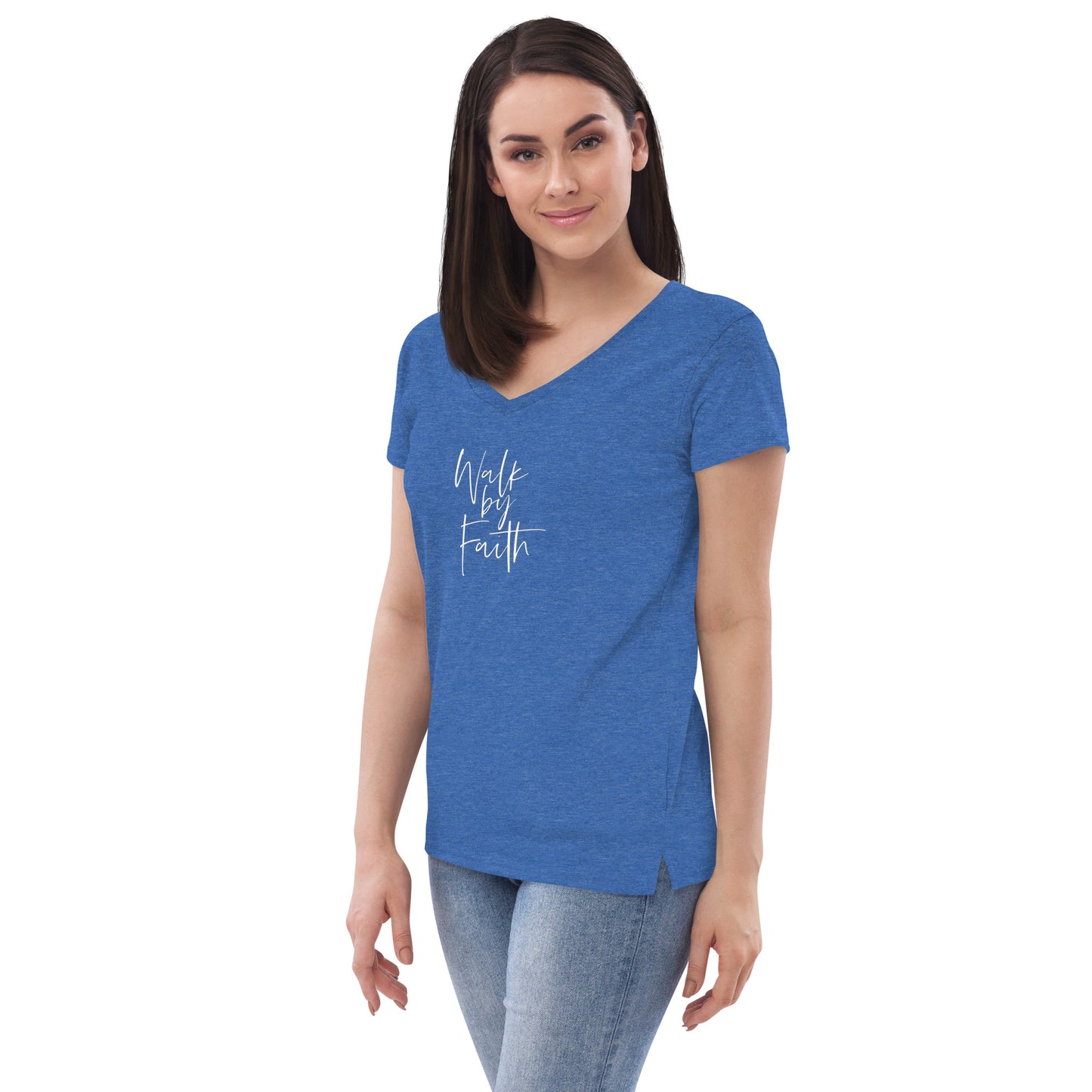 Walk By Faith Women’s recycled v-neck t-shirt