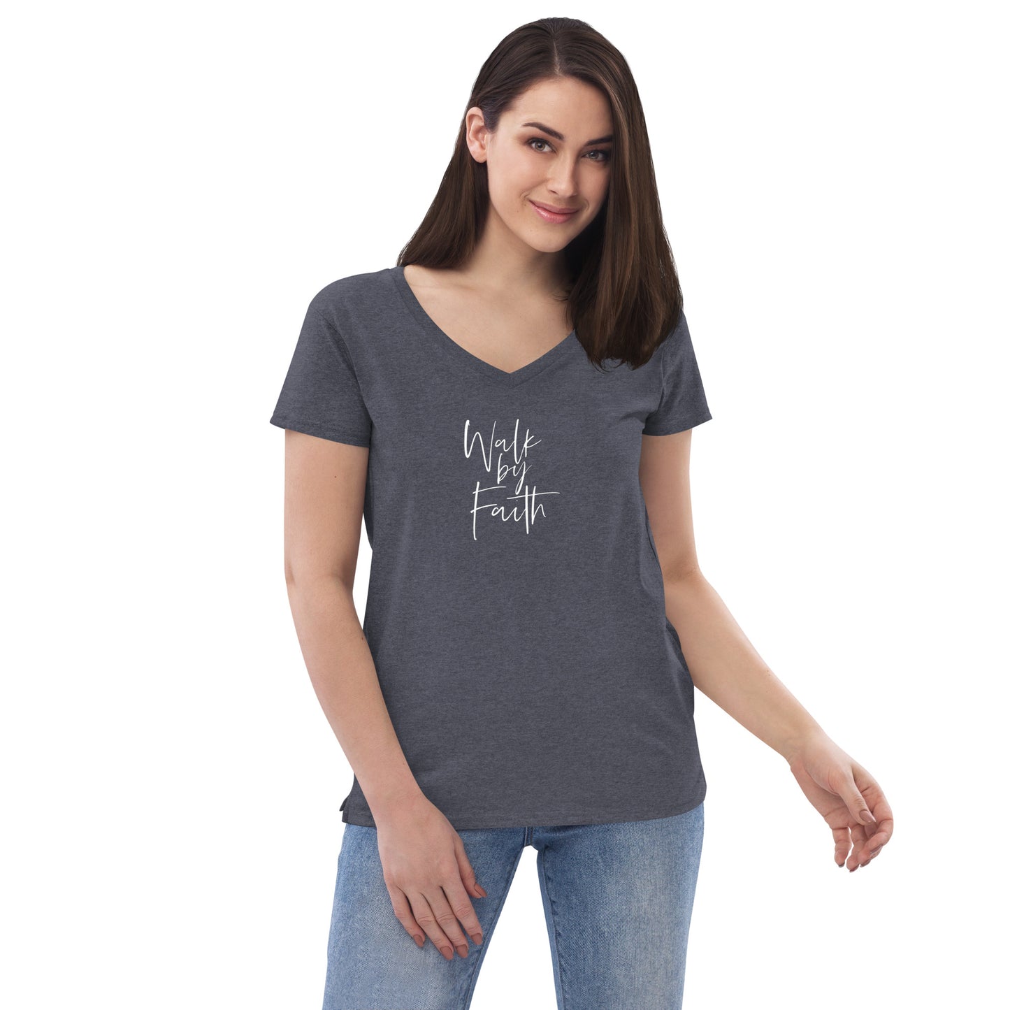 Walk By Faith Women’s recycled v-neck t-shirt