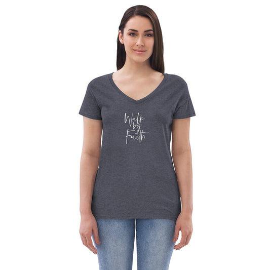 Walk By Faith Women’s recycled v-neck t-shirt