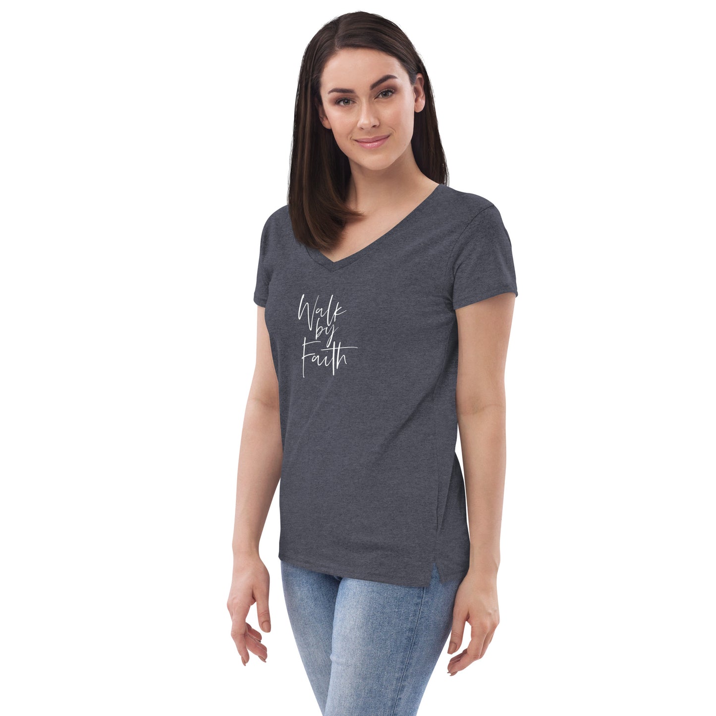 Walk By Faith Women’s recycled v-neck t-shirt