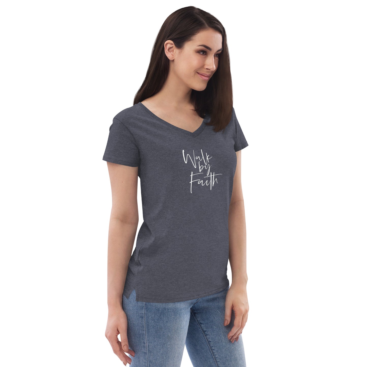 Walk By Faith Women’s recycled v-neck t-shirt