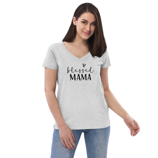 Blessed Mama Women’s recycled v-neck t-shirt